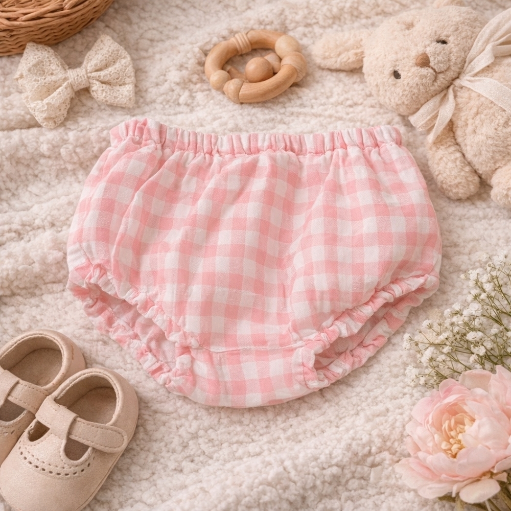 🌸 Luli & Me Pink Gingham Baby Bloomer | 3M Boutique Style | Sweet Classic